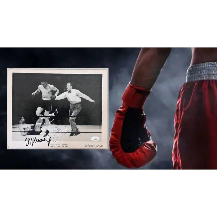 Joe Louis Max Schmelling vintage wire service 8x10 photo signed