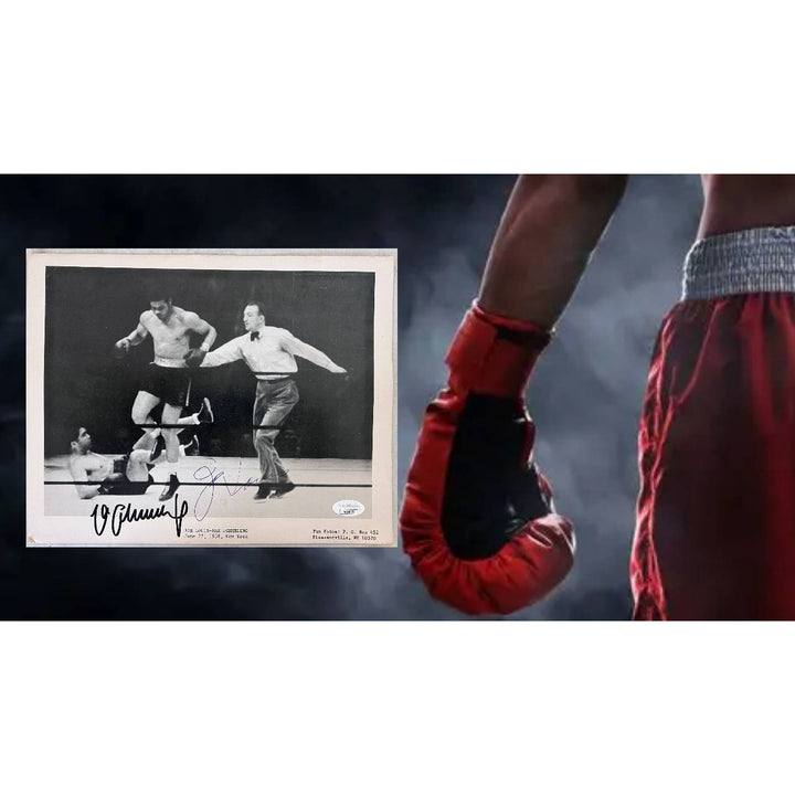 Joe Louis Max Schmelling vintage wire service 8x10 photo signed.