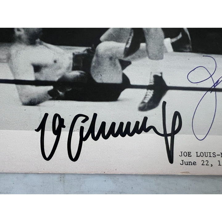 Joe Louis Max Schmelling vintage wire service 8x10 photo signed.