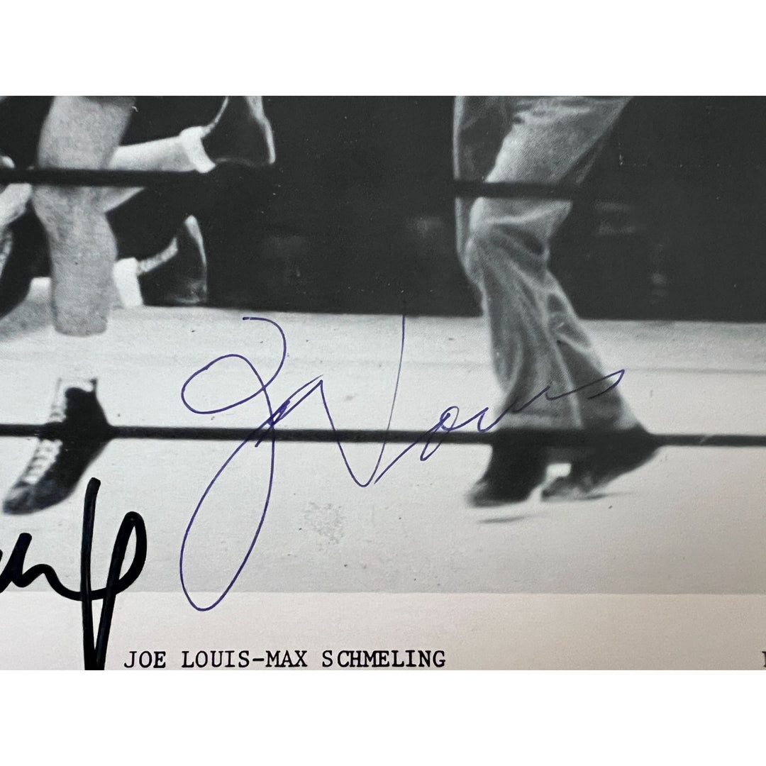 Joe Louis Max Schmelling vintage wire service 8x10 photo signed.