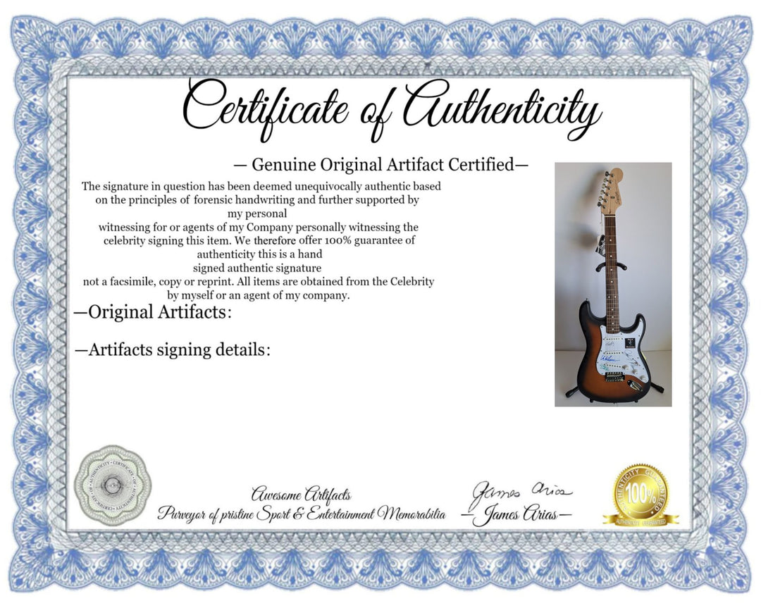 Mike Ness, Social Distortion Fender Stratocaster Squier electric guitar signed with proof