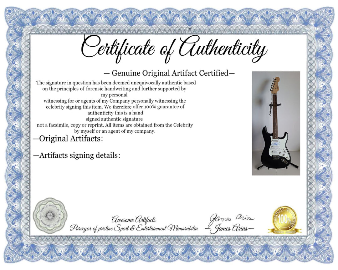 Stevie Ray Vaughan signed "Always Play Her with a Feeling" & Jeff Beck Fender Stratocaster Squier electric guitar signed with proof