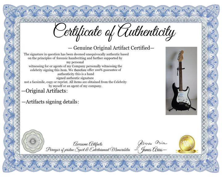 Stevie Ray Vaughan signed "Always Play Her with a Feeling" & Jeff Beck Fender Stratocaster Squier electric guitar signed with proof