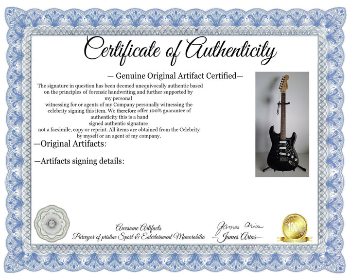 Ace Frehley legendary Kiss guitarist signed with scetch Fender Stratocaster Squier electric guitar signed with proof