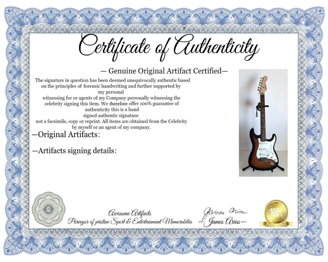 Garcia, Jerry Grateful Dead Co-Founder with sketch Fender Stratocaster Squier electric guitar signed with proof