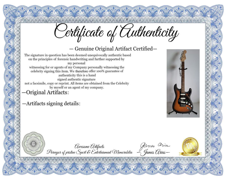 Michael Hutchence, Garry Gary Beers,  Jon, Andrew, Tim Farriss, INXS, Fender Stratocaster electric guitar signed with proof