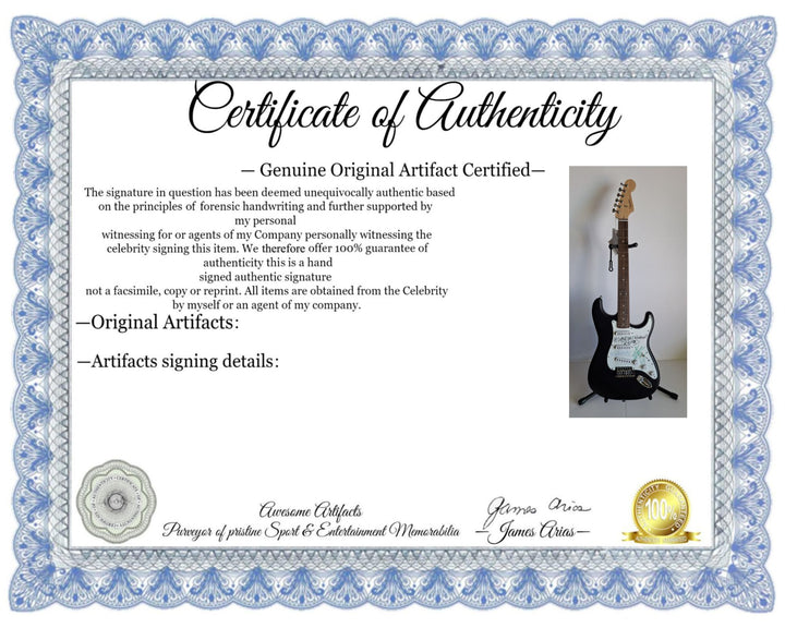 Sublime, Bradley Nowell, Bud Gaugh, Eric Wilson, Fender Stratocaster Squier electric guitar signed with proof
