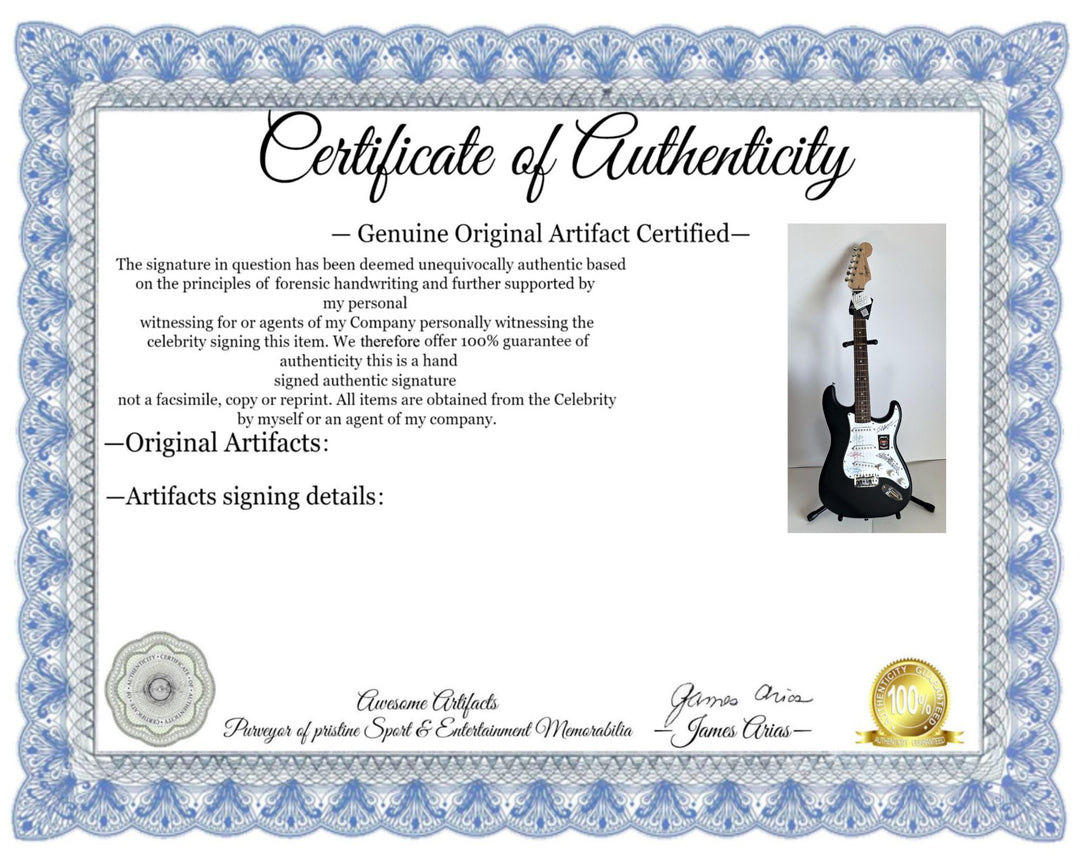 Vintage signed Lars Ulrich, Kirk Hammett, Jason Newst, James Hetfield, Metallica Fender Stratocaster electric guitar signed with proof