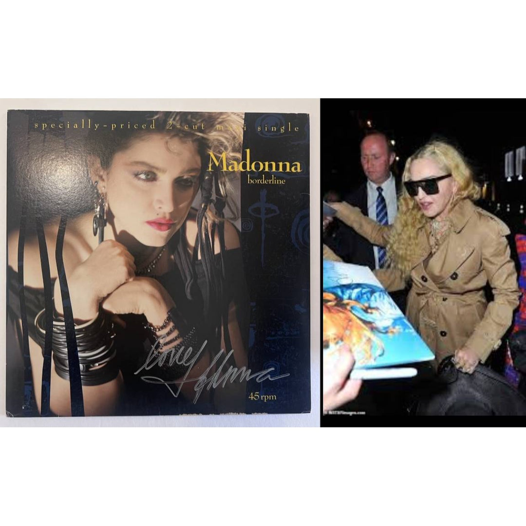 Madonna Ciccone original LP "Borderline" signed with proof