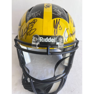 University of Michigan Jim Harbaugh ,J.J. McCarthy, Blake Corum, 2023-24 National Campions NCAA Football division 1 Riddel Replica full size