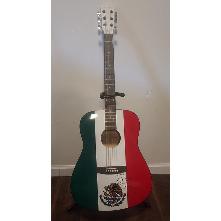 Vicente Fernandez full size Mexican flag acoustic guitar signed with proof