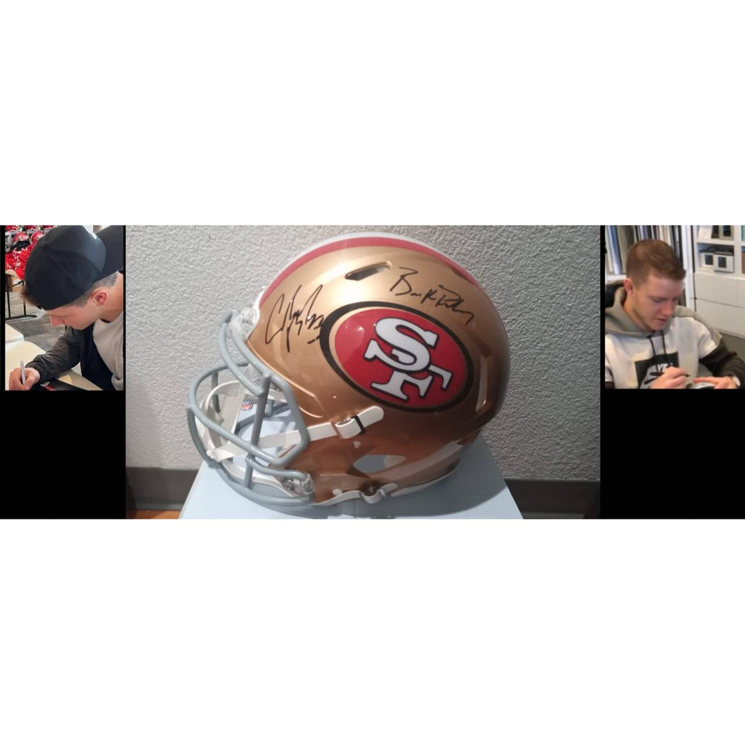 Brock Purdy Christian McCaffrey San Francisco 49ers Riddell speed authentic helmet signed with proof