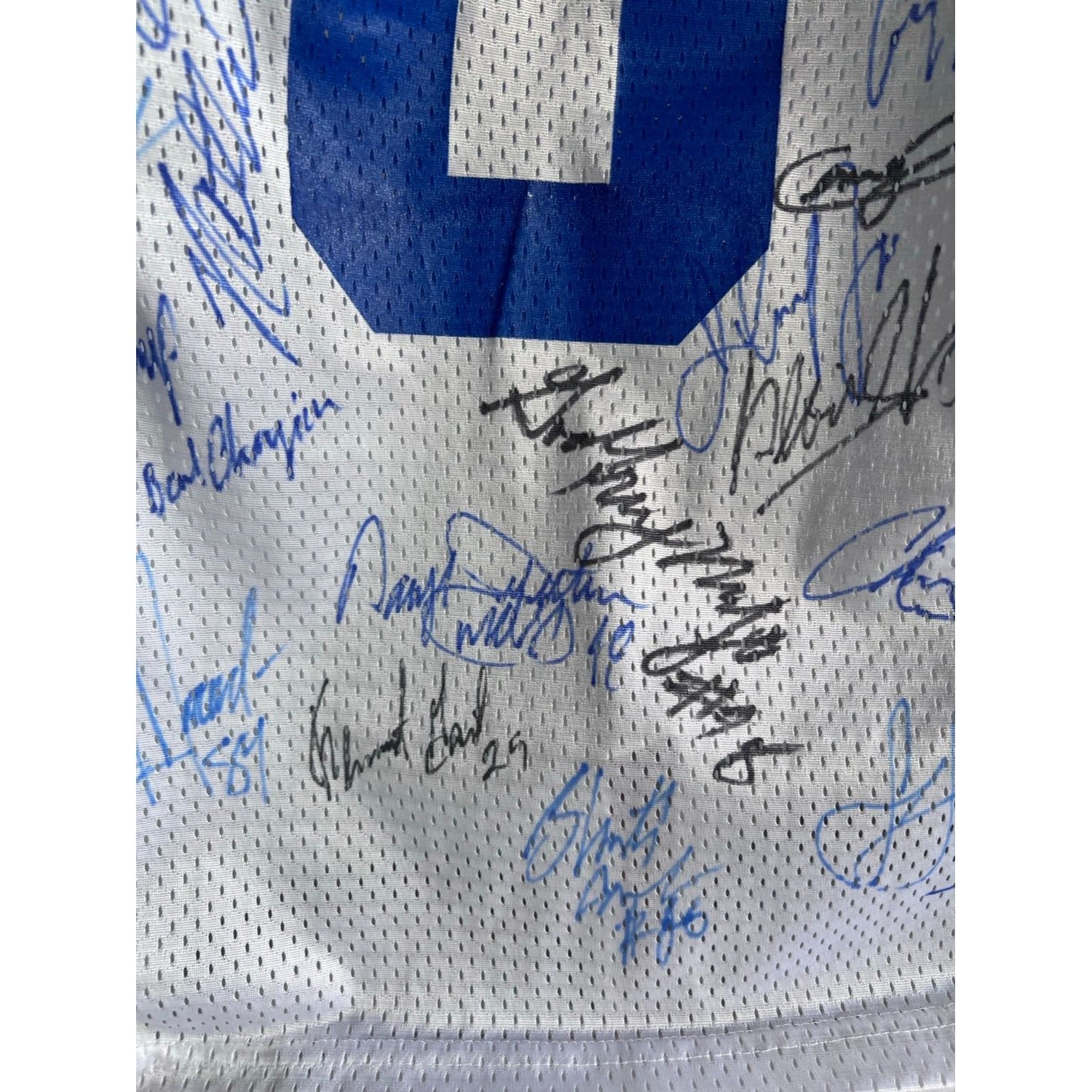 Dallas Cowboys Emmitt Smith Troy Aikman Michael Irvin Jerry Jones Barry Switzer Super Bowl championship team signed jersey signed with proof