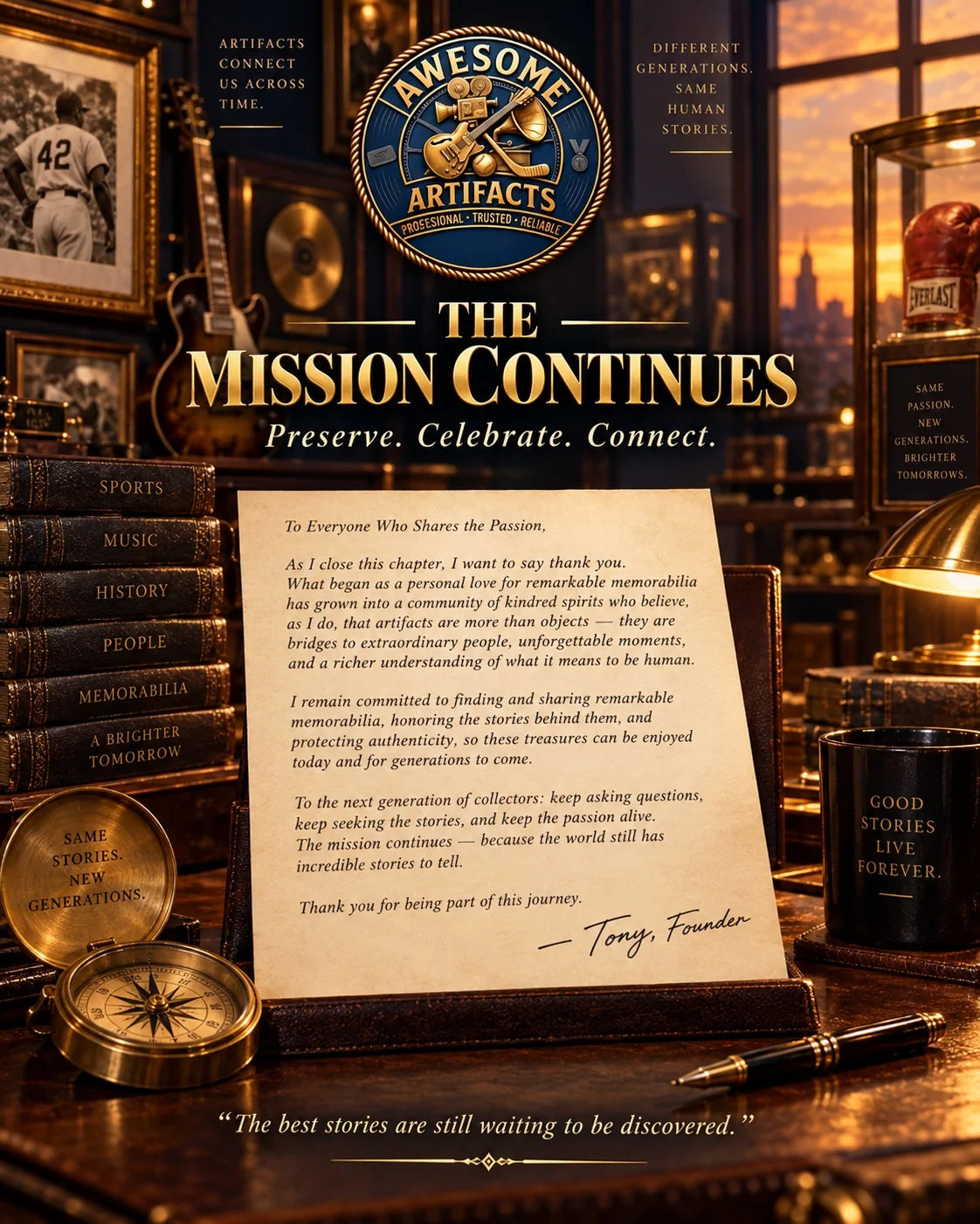 The Mission Continues: a closing message from Tony, founder of Awesome Artifacts