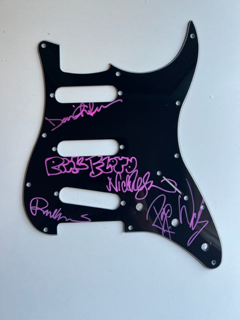 Pink Floyd David Gilmour, Roger Waters, Richard Wright, Nick Mason Fender Stratocaster guitar pickguard signed with proof