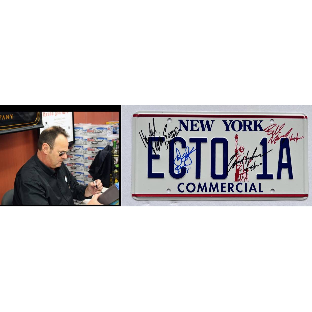 Ghostbusters Bill Murray Dan Aykroyd Sigourney Weaver Harold Ramis Ernie Hudson authentic license plate signed with proof