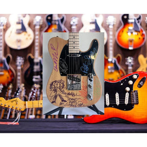 Stevie Nicks Peter Green Lindsey Buckingham Mick Fleetwood John & Christine McVie Fleetwood Mac electric telecaster guitar signed with proof