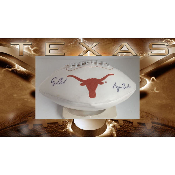 George H.W. Bush and George W. Bush Texas Longhorn full size football signed with proof with free display case