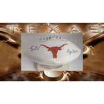 Load image into Gallery viewer, George H.W. Bush and George W. Bush Texas Longhorn full size football signed with proof with free display case
