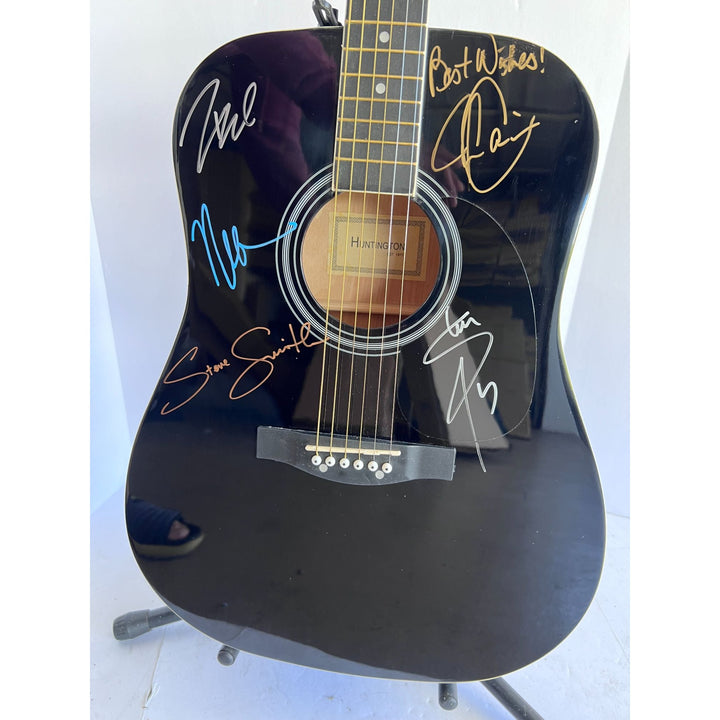 Neal Schon,  Ross Valory,  Jonathan Cain, Greg Rowley Steve Perry Journey complete band signed acoustic guitar with proof