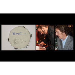 Paul McCartney and Ringo Starr The Beatles 10inch' tambourine signed with proof