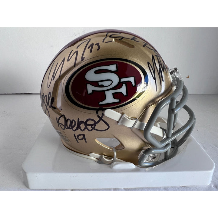 kyle shanahan Brock Purdy Deebo Samuel Christian McCaffrey George kittle mini helmet signed with proof