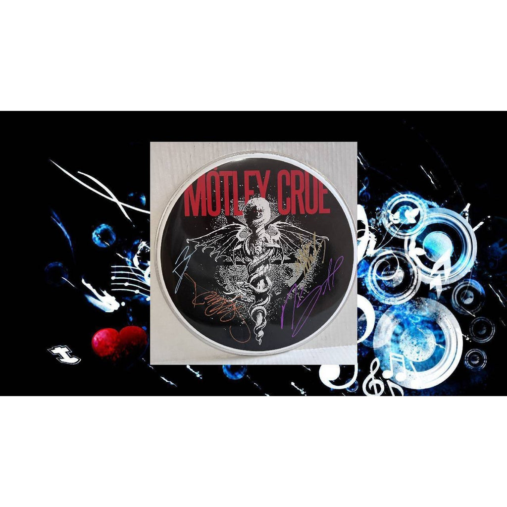 Mötley Crüe one-of-a-kind drumhead signed with proof