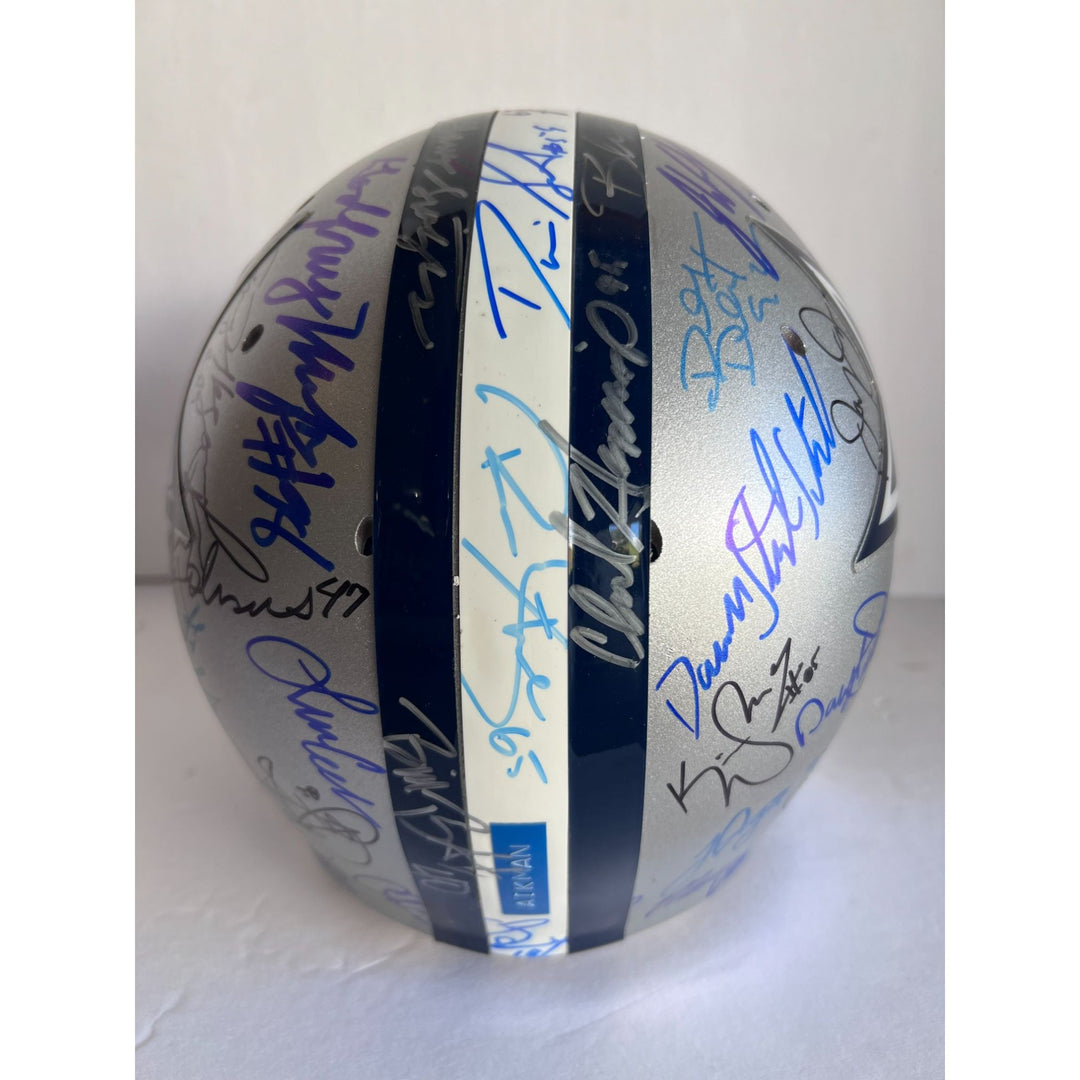 Dallas Cowboys Emmitt Smith Troy Aikman Michael Irvin Jerry Jones Barry Switzer Super Bowl championship team signed pro helmet with proof