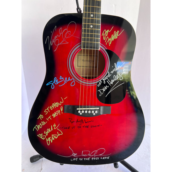 Don Henley Glenn Frey Bernie Laden Randy Meisner Joe Walsh Don Felder Vince Gill the Eagles full size acoustic guitar signed with proof