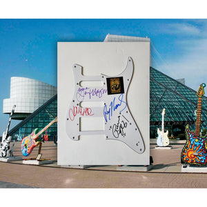 The Moody Blues Justin Hayward John Lodge Ray Thomas Graeme Edge Fender Stratocaster electric pickguard signed with proof