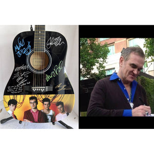 Morrissey, Johnny Marr, Andy Rourke, Mike Joyce, The Smiths acoustic guitar signed with proof