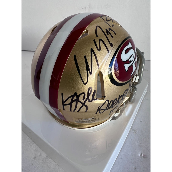 kyle shanahan Brock Purdy Deebo Samuel Christian McCaffrey George kittle mini helmet signed with proof