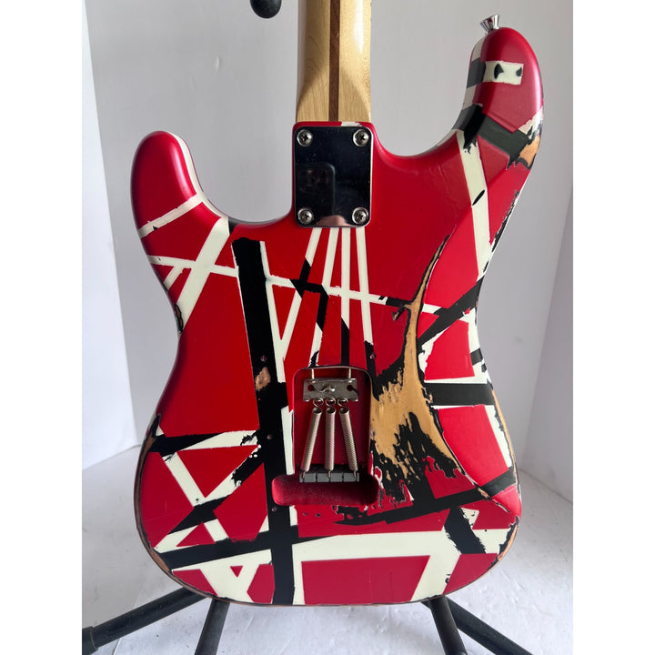 Eddie Van Halen Frankenstein Fender Stratocaster electric guitar signed by David Lee Roth Eddie Van Halen Michael Anthony Sammy Hagar