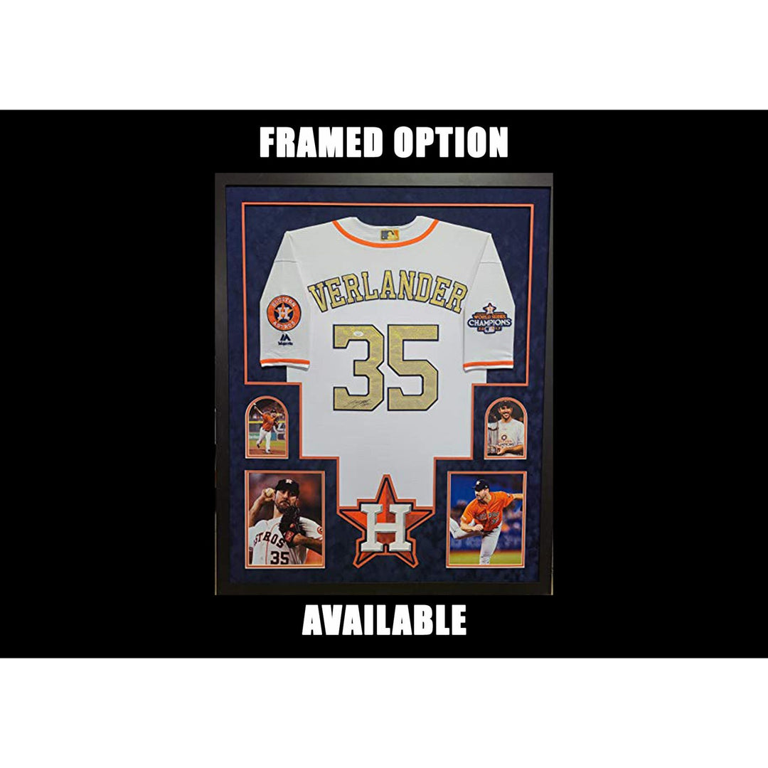 Houston Astros 2017 World Series Champions Jose Altuve, Justin Verlander, Lance Bregman, George Springer Majestic size XL game model jersey