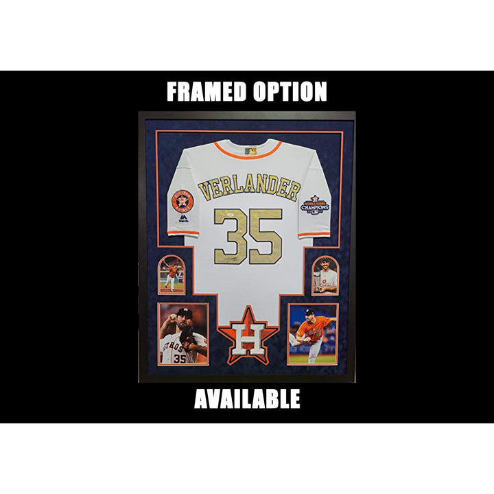 Houston Astros 2017 World Series Champions Jose Altuve, Justin Verlander, Lance Bregman, George Springer Majestic size XL game model jersey