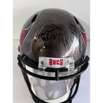 Load image into Gallery viewer, Tom Brady Rob Gronkowski Tampa Bay Buccaneers Super Bowl champions Ridell speed replica full size helmet signed with proof

