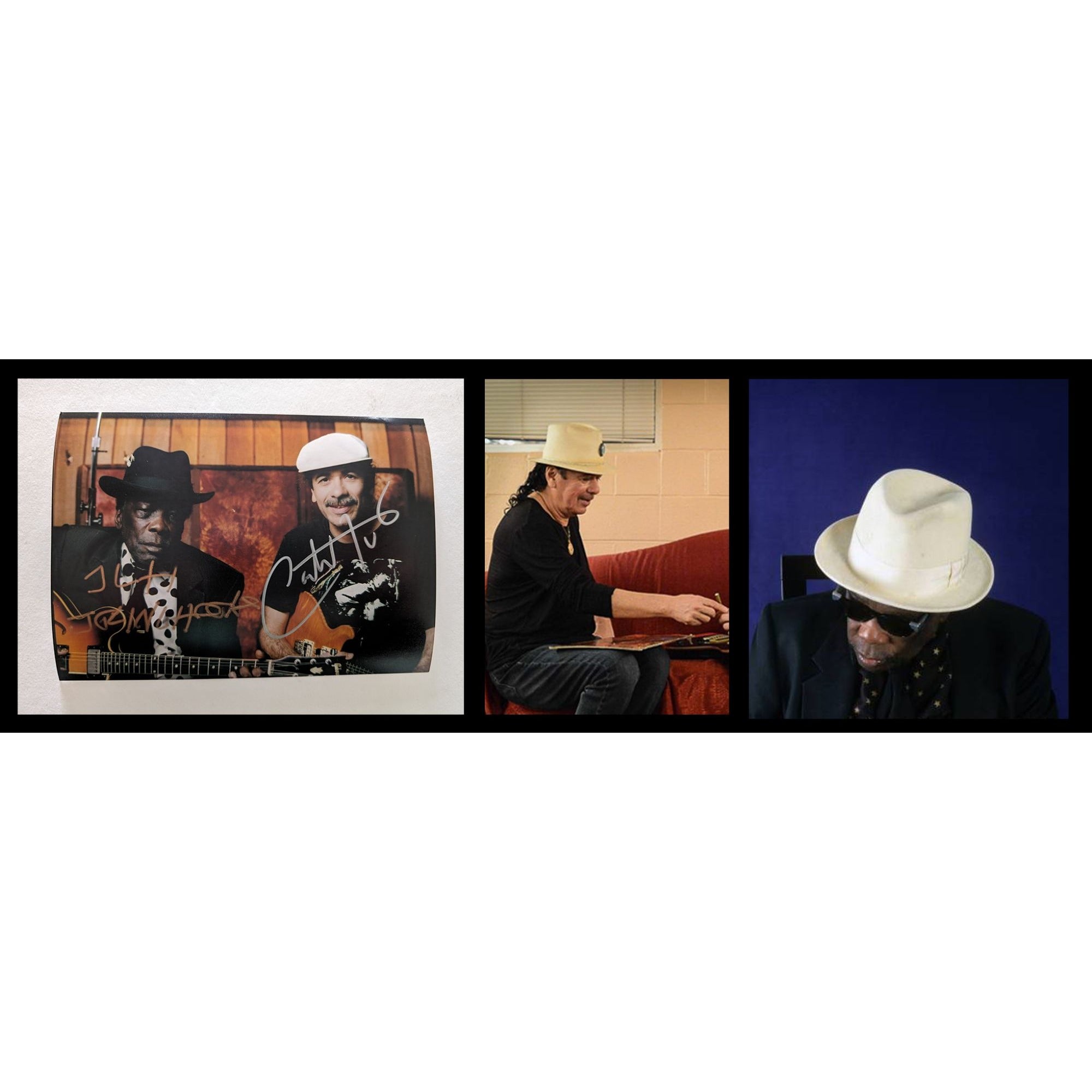 John Lee Hooker and Carlos Santana 5x7 photo signed with proof