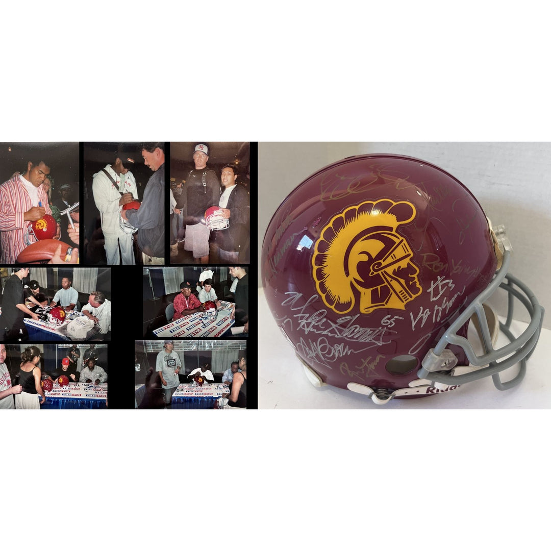 USC Trojans game model helmet with 20 plus all-time great Trojan players Marcus Allen Frank Gifford Keyshawn Johnson Troy Polamalu Carson Pa