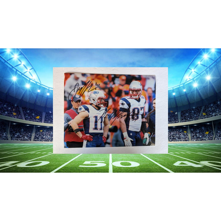 Julian Edelman Rob Gronkowski New England Patriots future NFL Hall of Famers 8x10 photo signed with proof