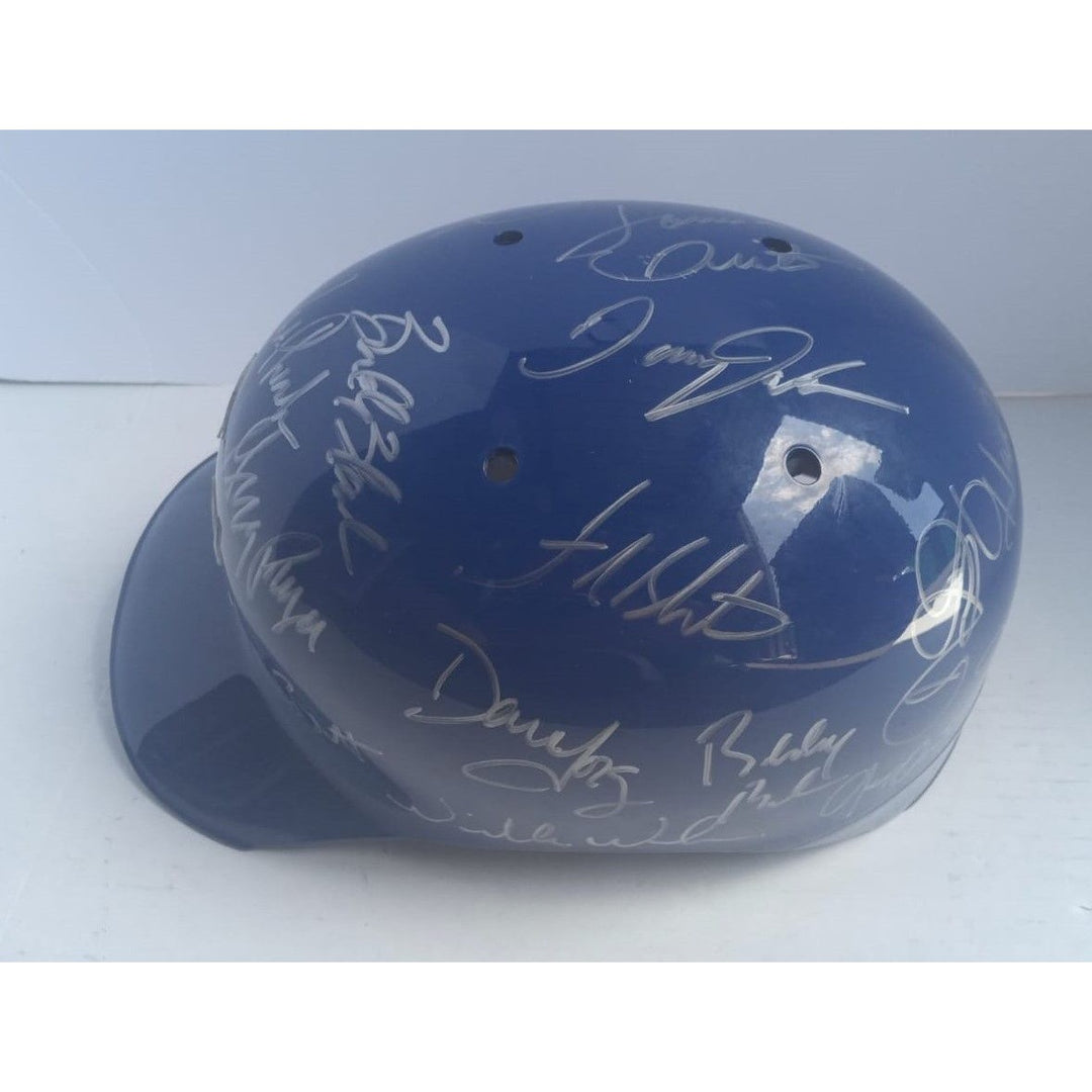 Kansas City Royals George Brett Brett saberhagen Willie Wilson World Series champions team signed batting helmet