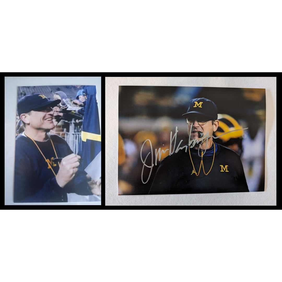 Jim Harbaugh Michigan Wolverines 5x7 photo signed with proof