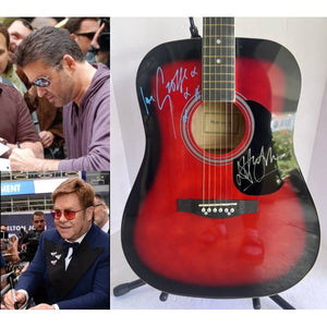 George Michael Elton John full size acoustic Huntington guitar sign with proof
