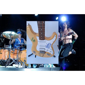 Red Hot Chili Peppers Anthony Kiedis Flea Chad Smith full size electric guitar signed with proof