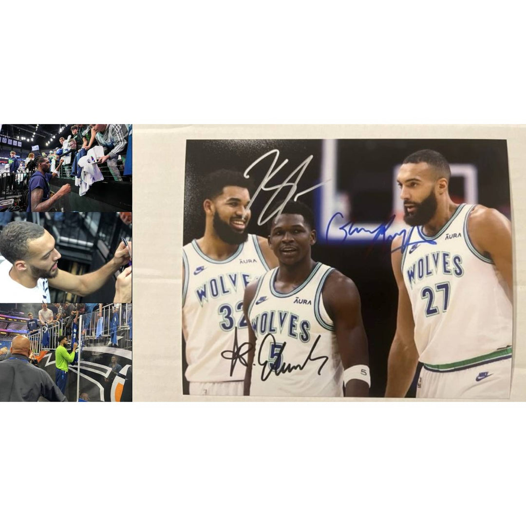 Minnesota Timberwolves Anthony Edwards Karl Anthony Towns Rudy Gobert 8x10 photo signed with proof