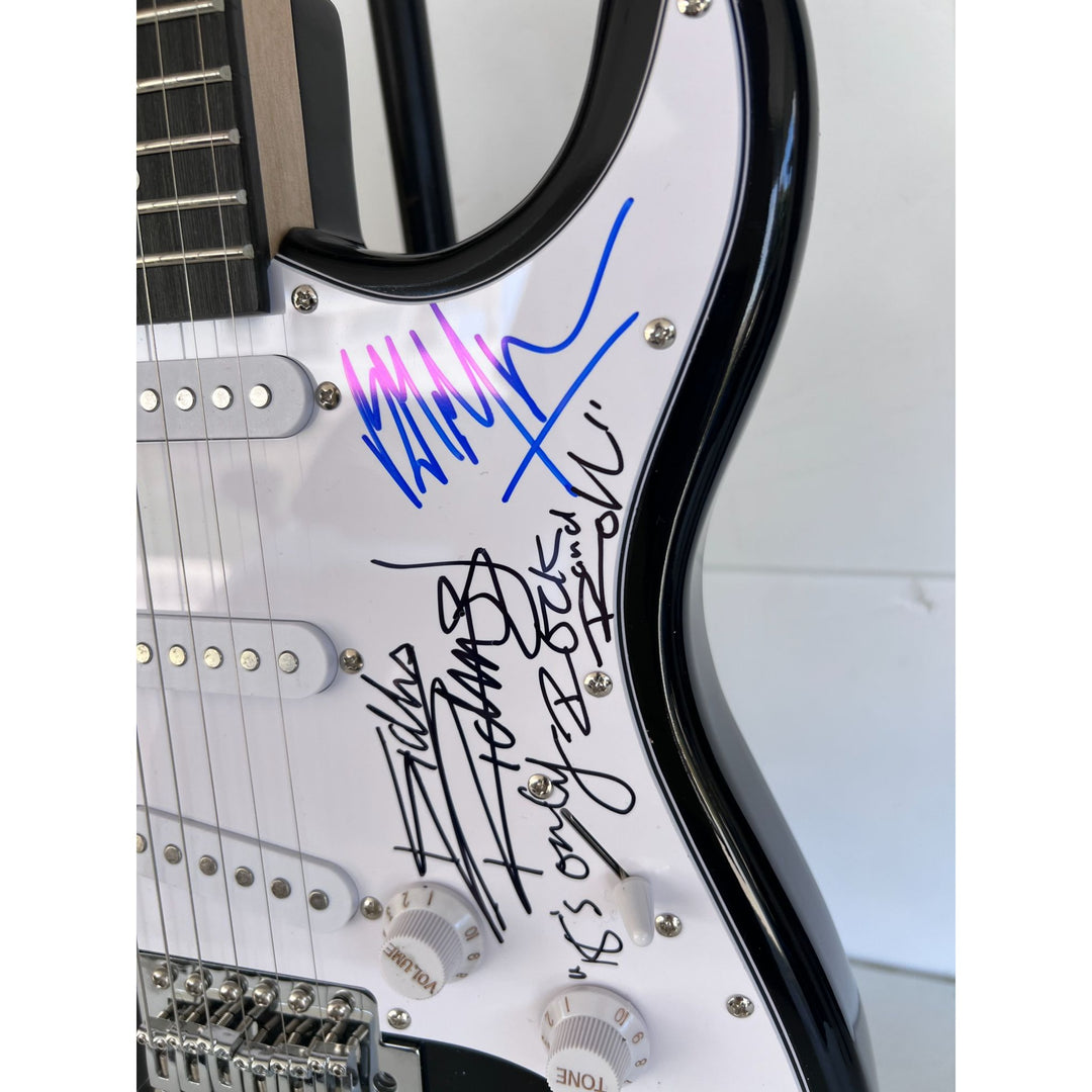 The Rolling Stones Mick Jagger Bill Wyman Mick Taylor Ronnie Wood Keith Richards electric guitar signed and inscribed with proof.