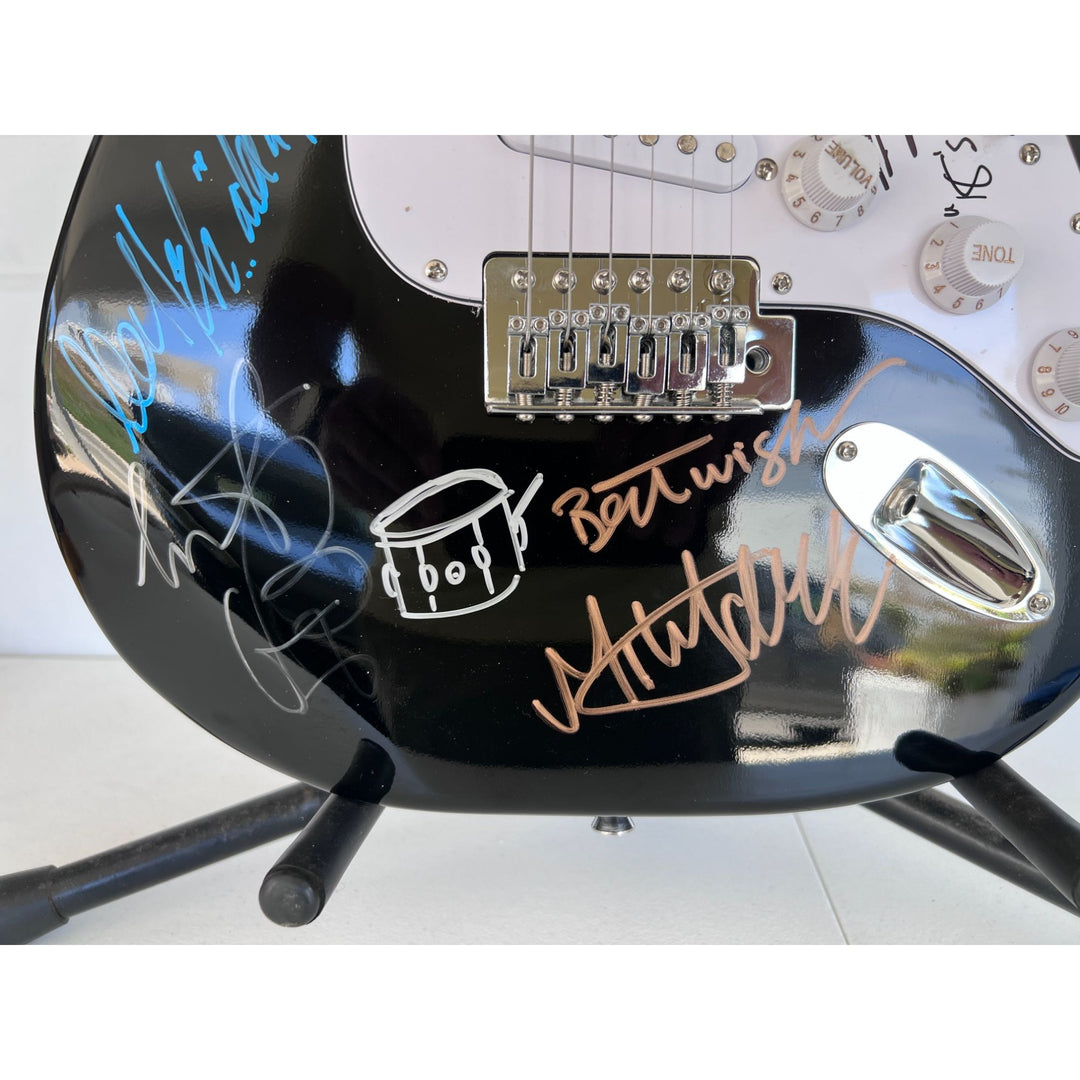 The Rolling Stones Mick Jagger Bill Wyman Mick Taylor Ronnie Wood Keith Richards electric guitar signed and inscribed with proof.