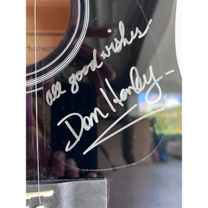 The Eagles Bernie Laden Joe Walsh Don Henley Glenn Frey Randy Meisner signed and inscribed full size acoustic guitar with proof