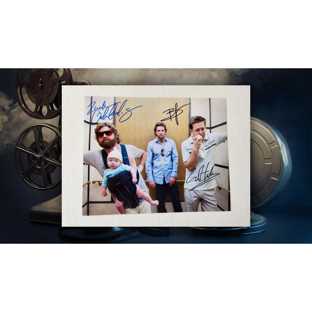 Hangover Zach Galifianakis "Allen" Bradley Cooper "Phil" Ed Helms "Stu" 8x10 photo signed with proo