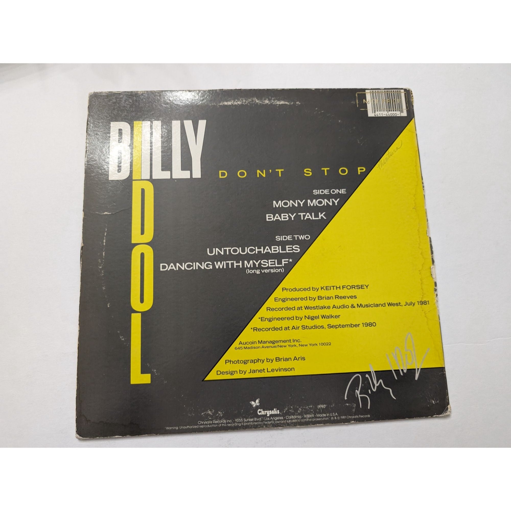 Billy Idol Don't Stop 1981 original LP signed with proof