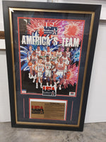 Load image into Gallery viewer, 1992 Team USA &quot;The Dream Team&quot; Magic Johnson, Michael Jordan, Larry Bird all 12 poster signed and framed 24x36 with proof
